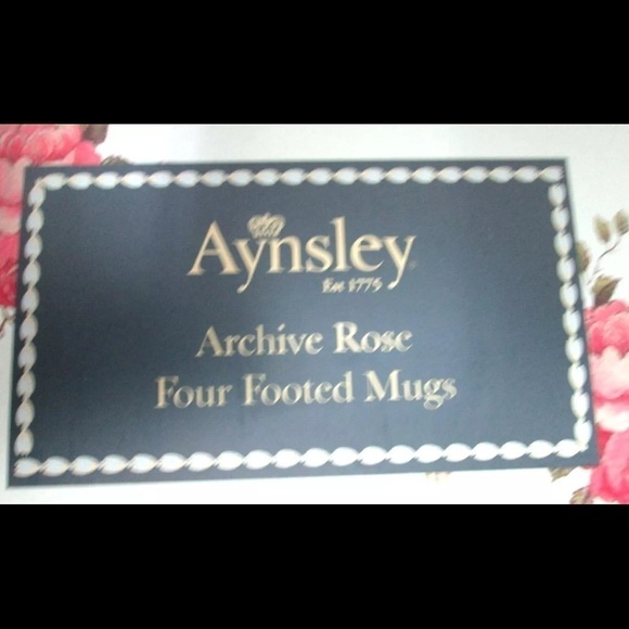 AYNSLEY Archive Rose footed Mugs Cups floral yellow blue Footed Fine China NEW - Picture 5 of 10